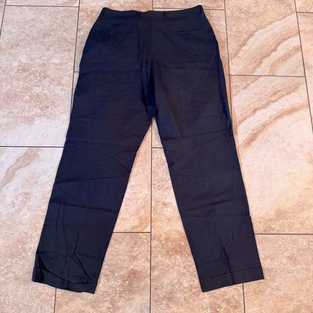 Jos A Banks navy blue vintage dress pants unknown fabric lined dry clean only